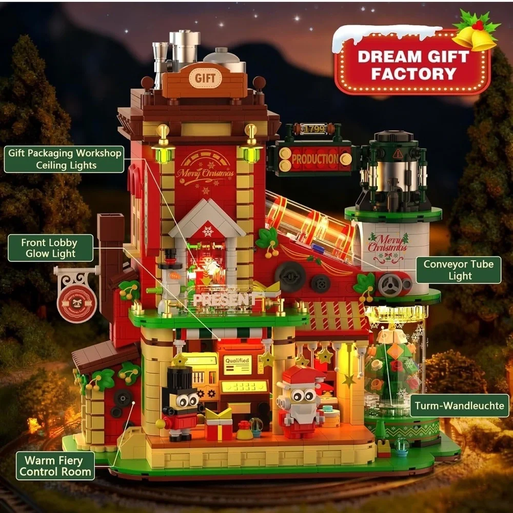 Christmas Gift Factory Building Blocks Set 2775 pcs Light-Up DIY Holiday Village - Picture 11 of 15